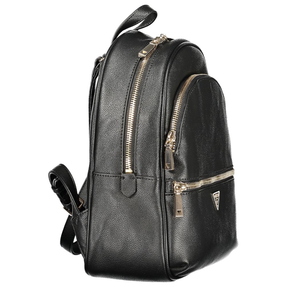 Black Polyurethane Women Backpack