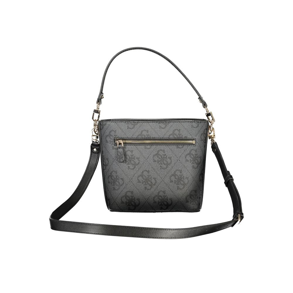 Black Polyurethane Women Handbag