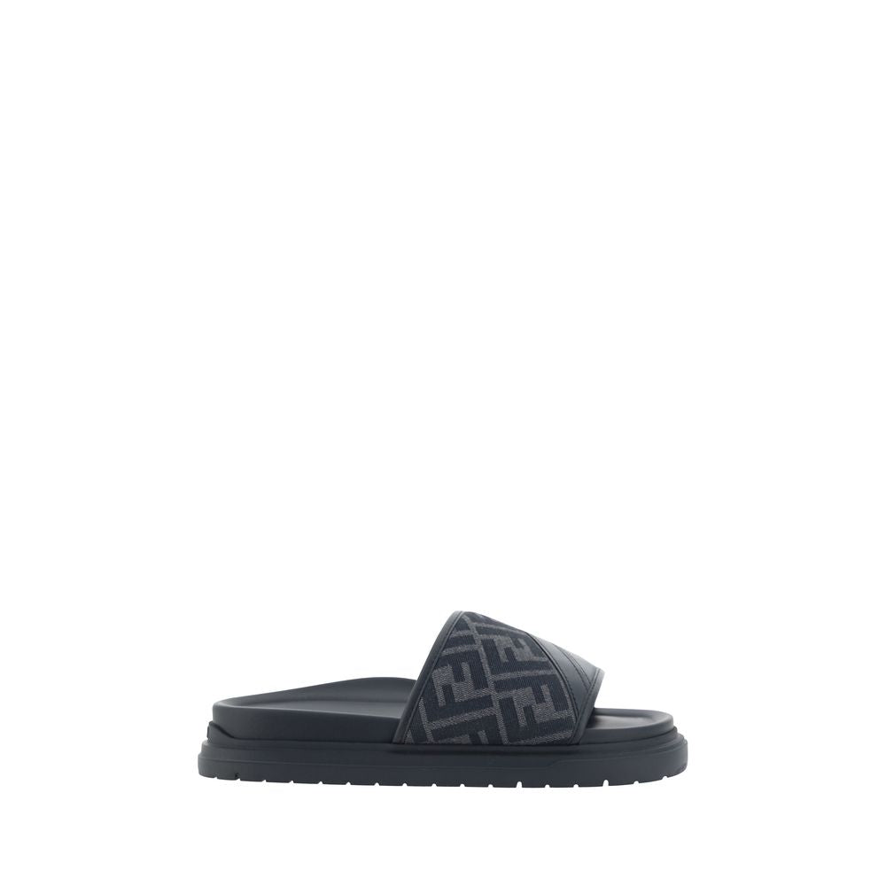 Gray Fabric Flat Sandals