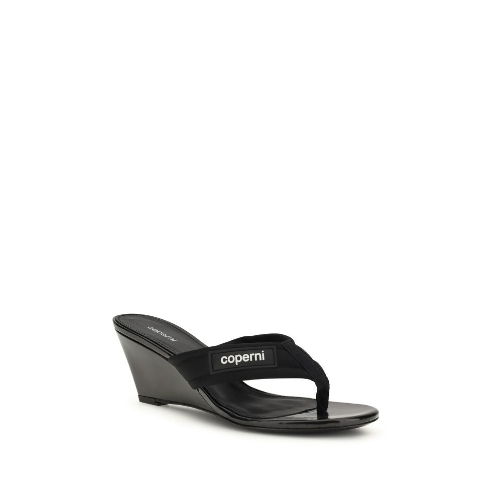 Black Polyamide Wedge Sandals