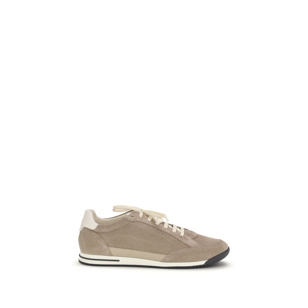 Beige Calf Leather Bos Taurus Low Top Sneakers