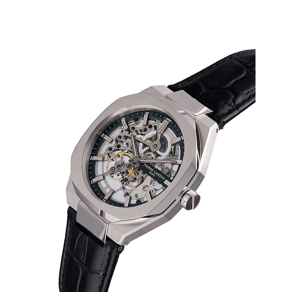 Black Leather Bracelet Watch