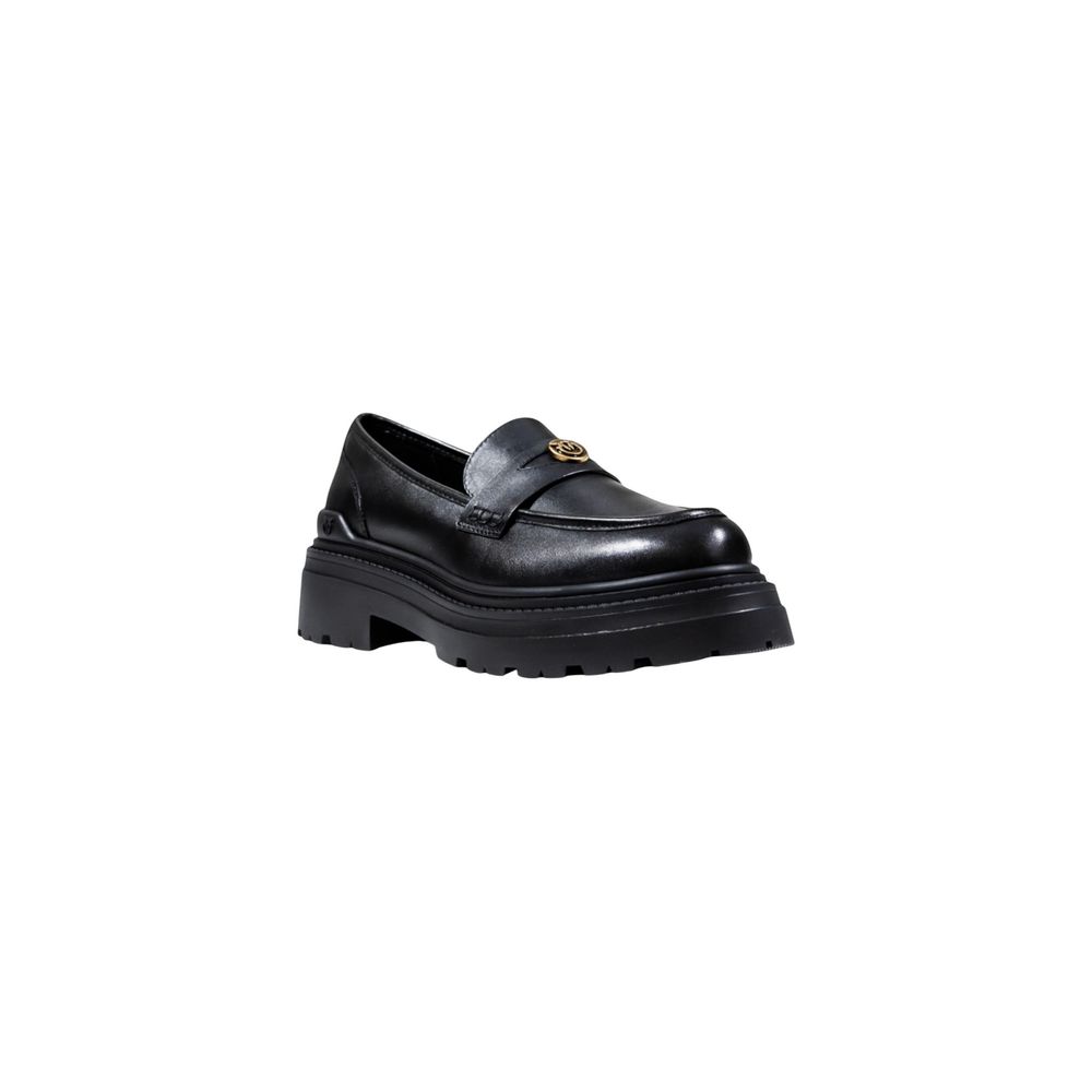 Black Leather Platform Pumps