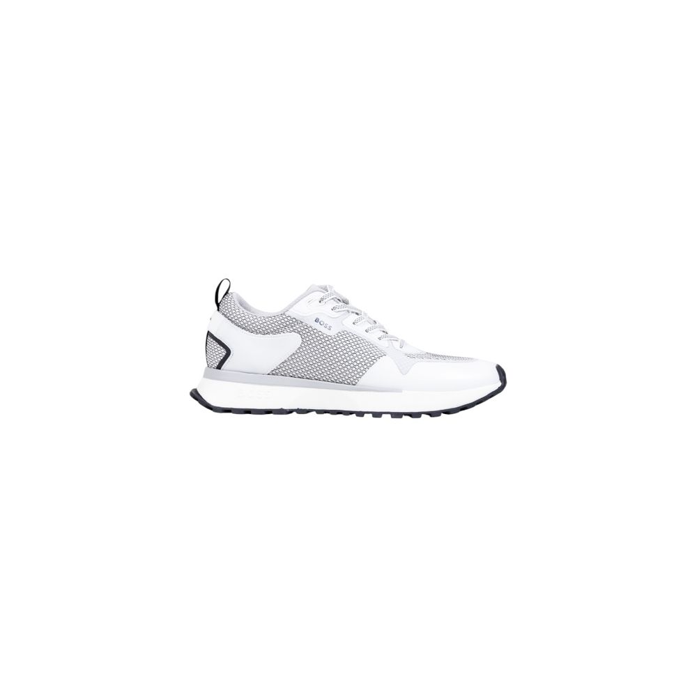 White Polyester Athletic Sneakers