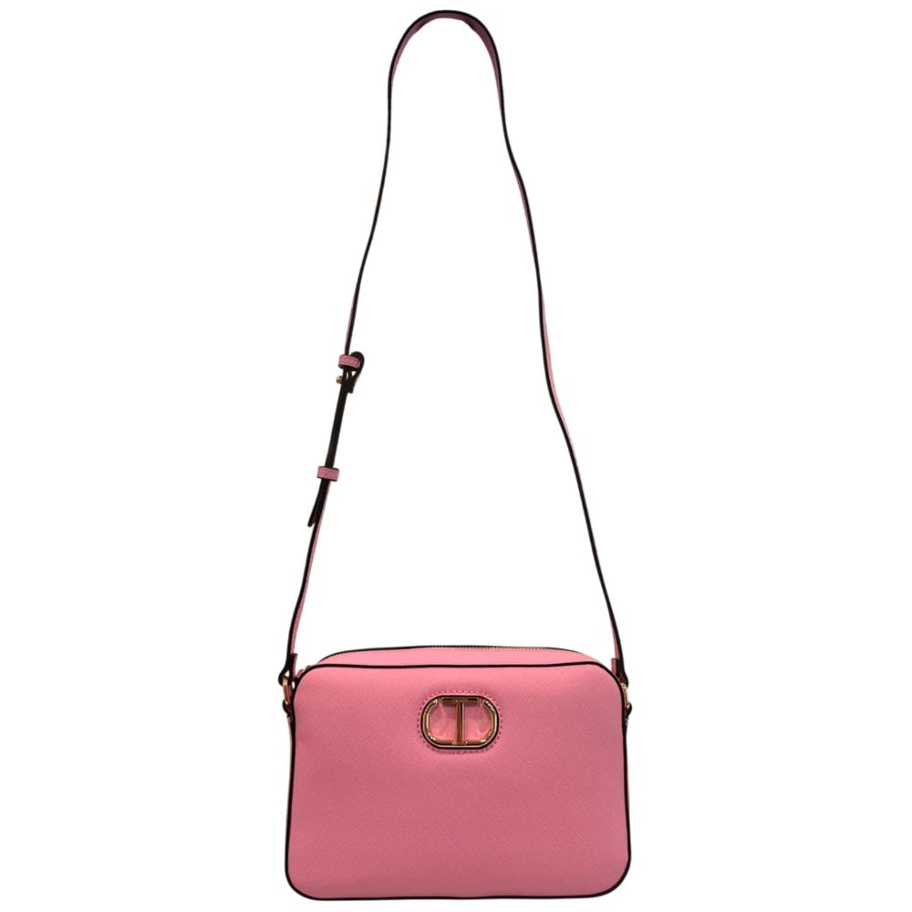 Růžová PU dámská crossbody kabelka