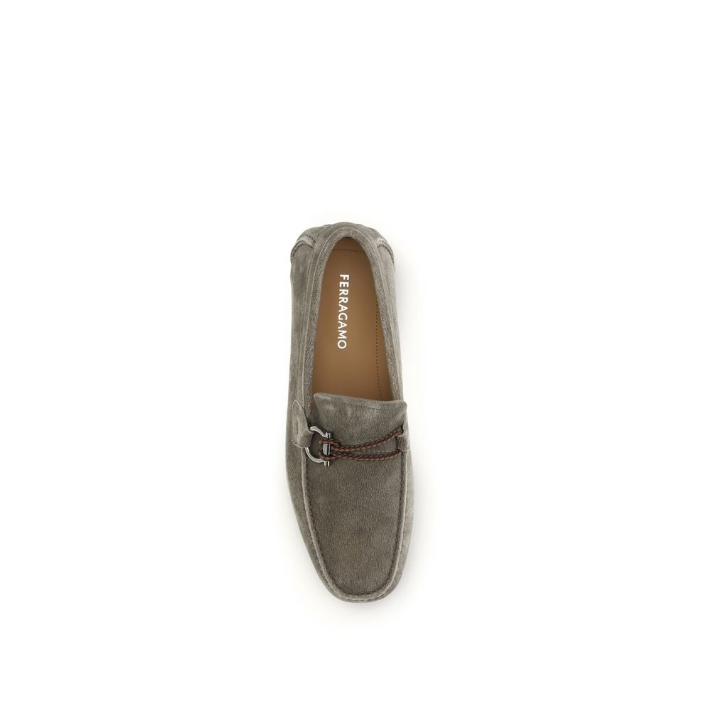 Gray Calf Leather Bos Taurus Slip-On Loafers
