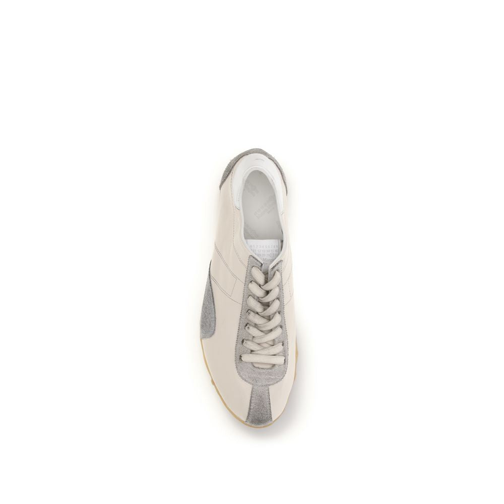 Beige Calf Leather Bos Taurus Athletic Sneakers