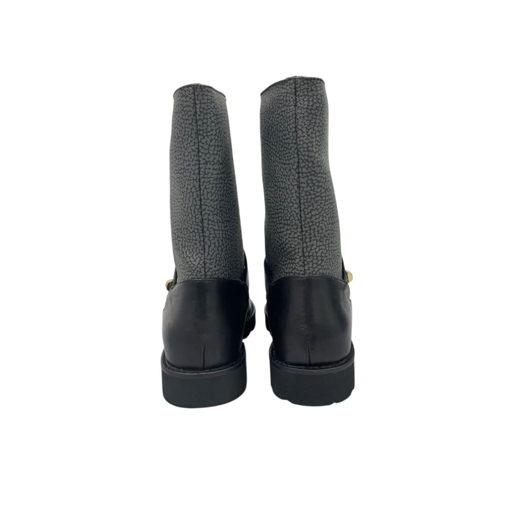 Grey Leather Women Boot