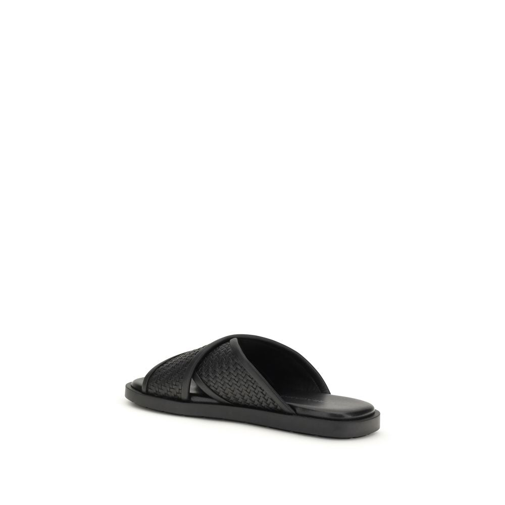 Black Calf Leather Bos Taurus Sandals