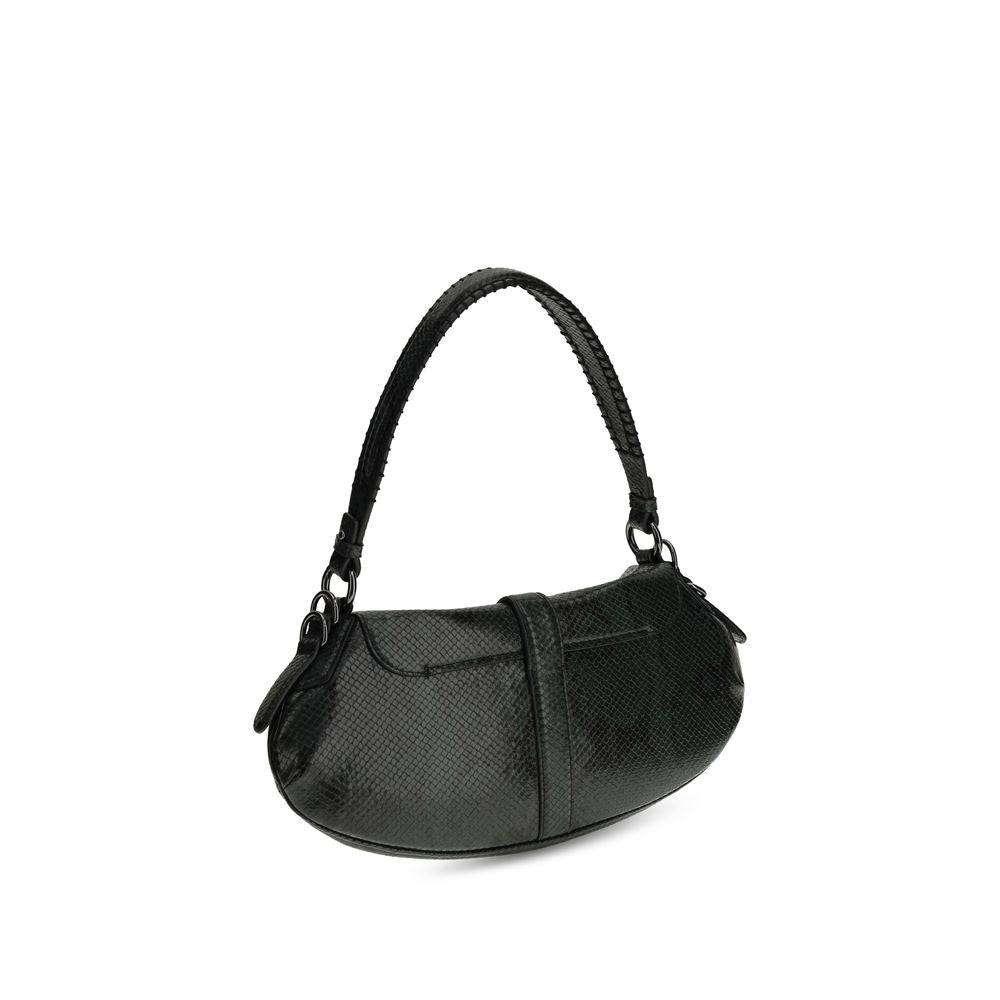 Blue Recycled Leather Shoulder Bag