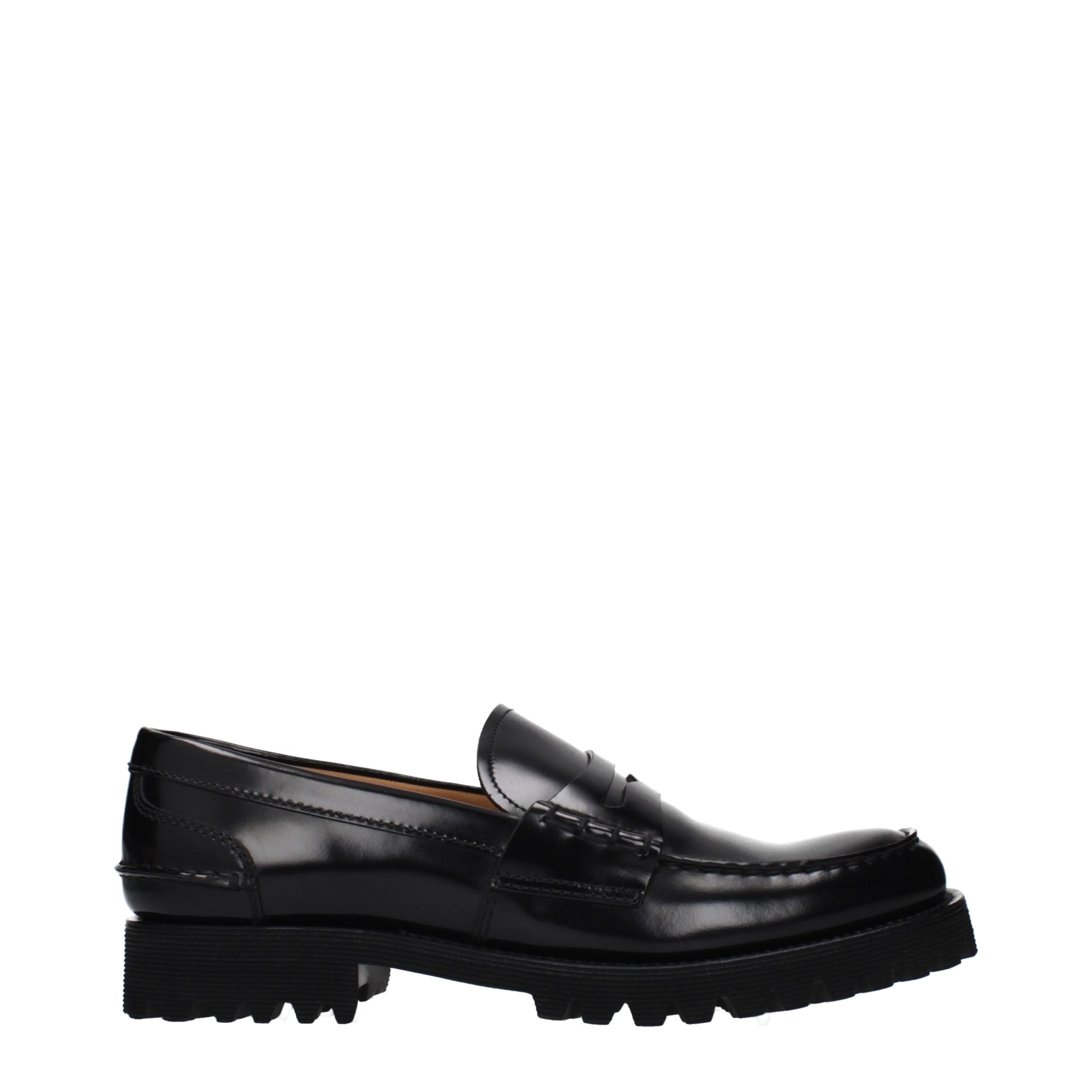 Black Leather Slip-On Loafers