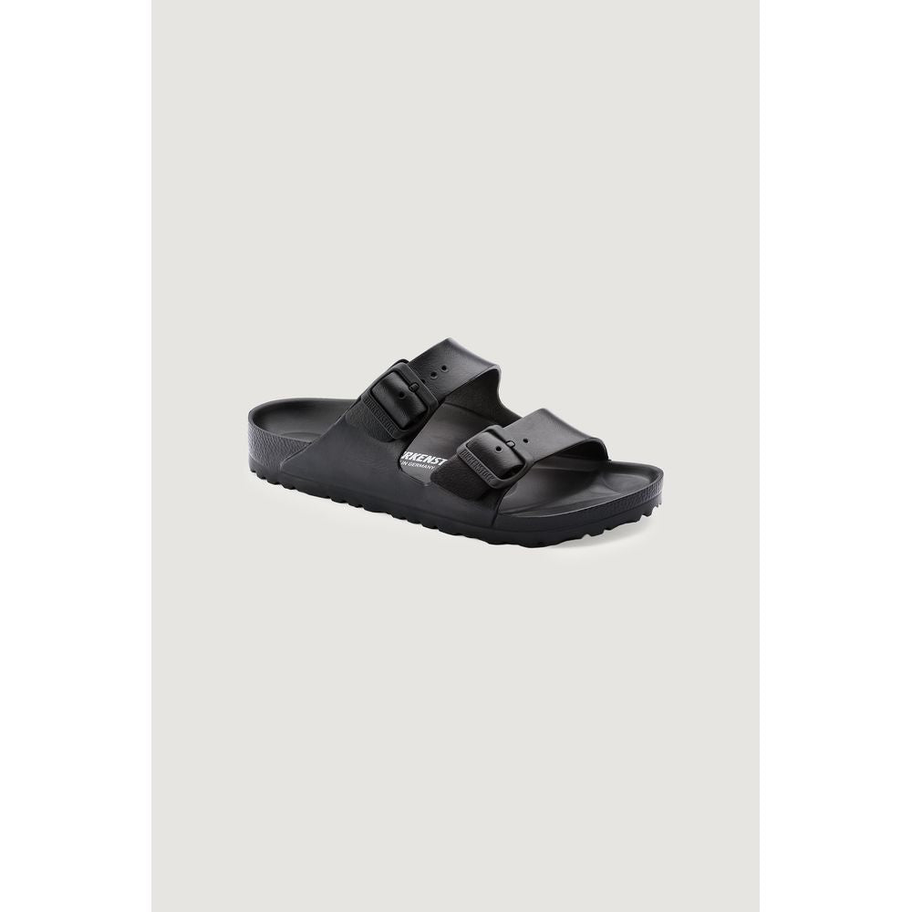 Black Polyester Flat Sandals
