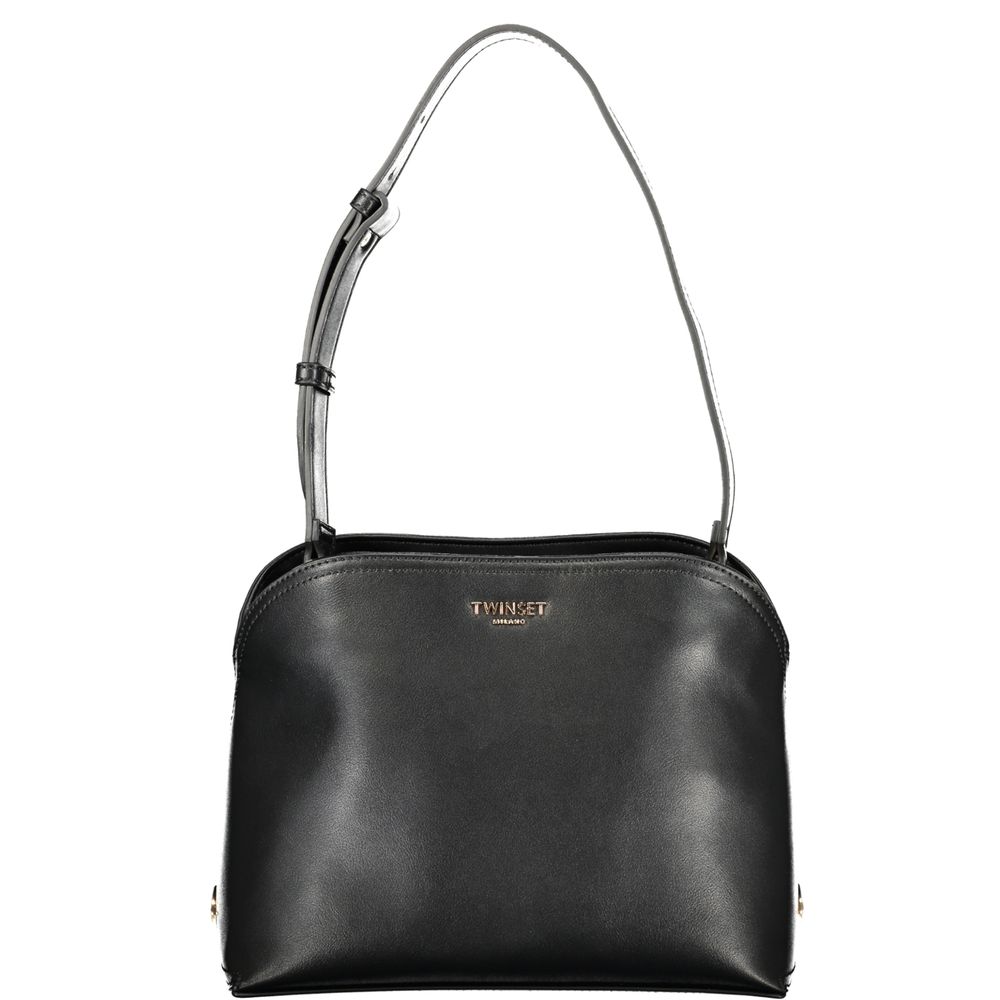 Black Polyurethane Women's Shoulder Bag