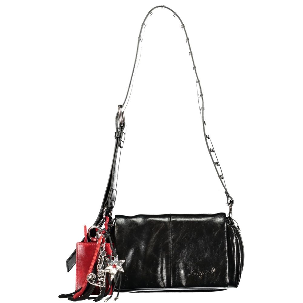 Black Polyurethane Women Handbag