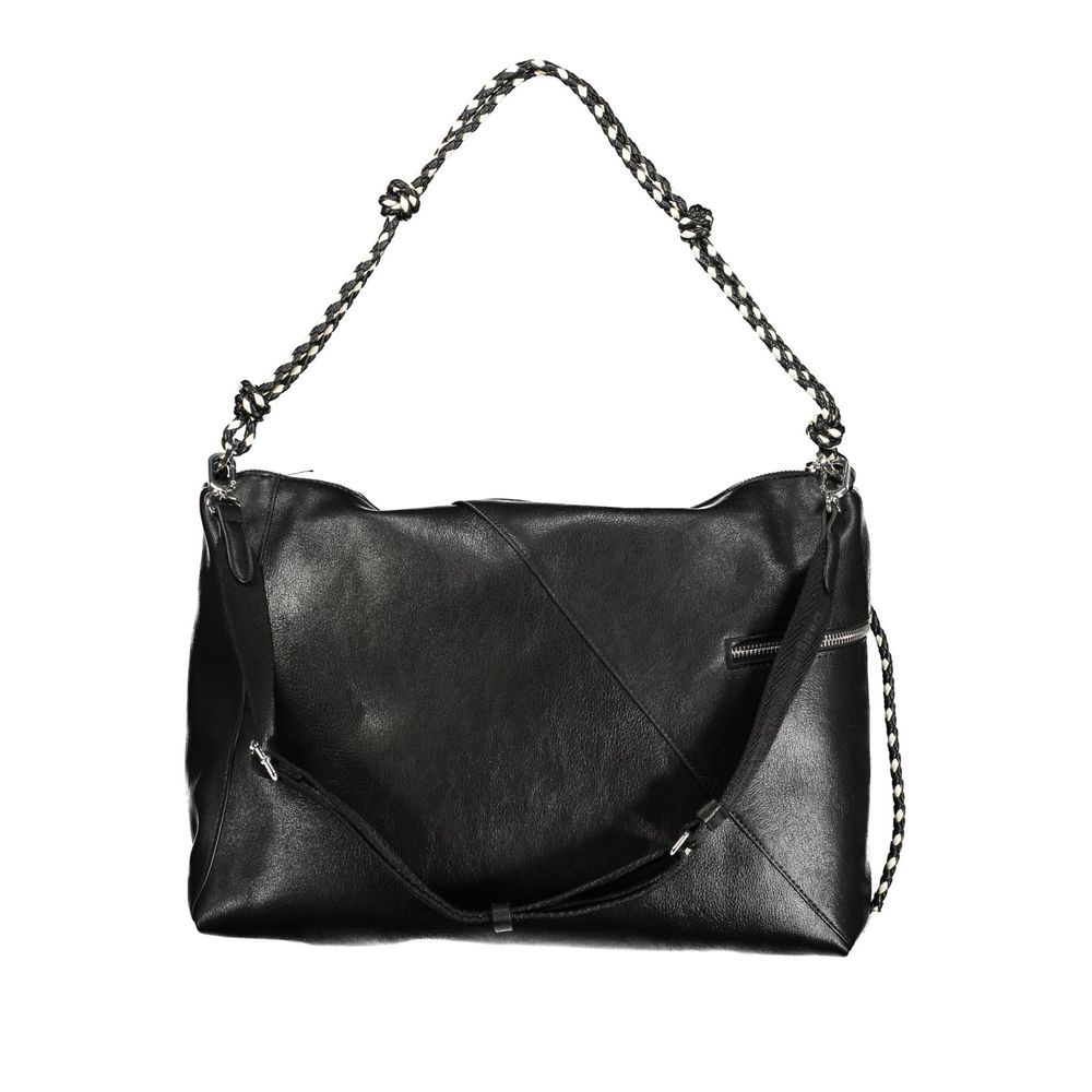 Black Polyurethane Women Handbag
