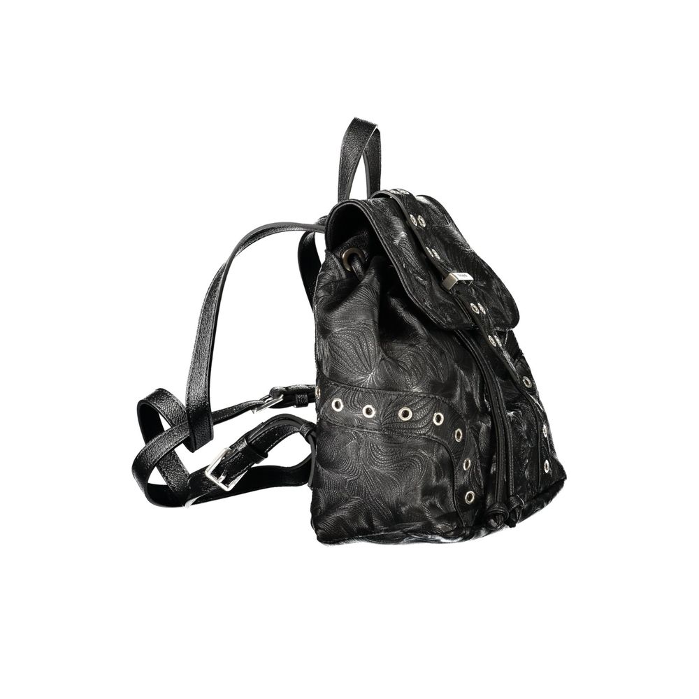 Black Polyurethane Women Backpack