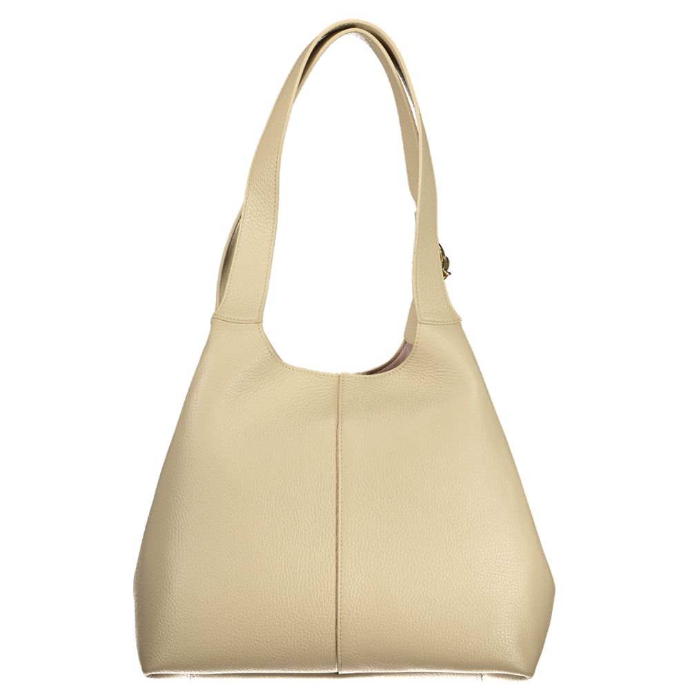 Beige Leather Women Handbag