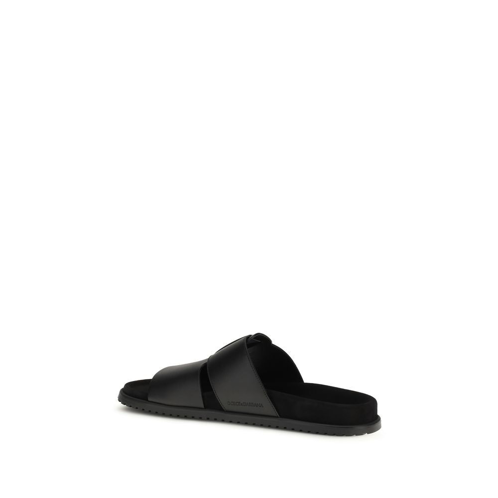 Black Calf Leather Bos Taurus Sandals