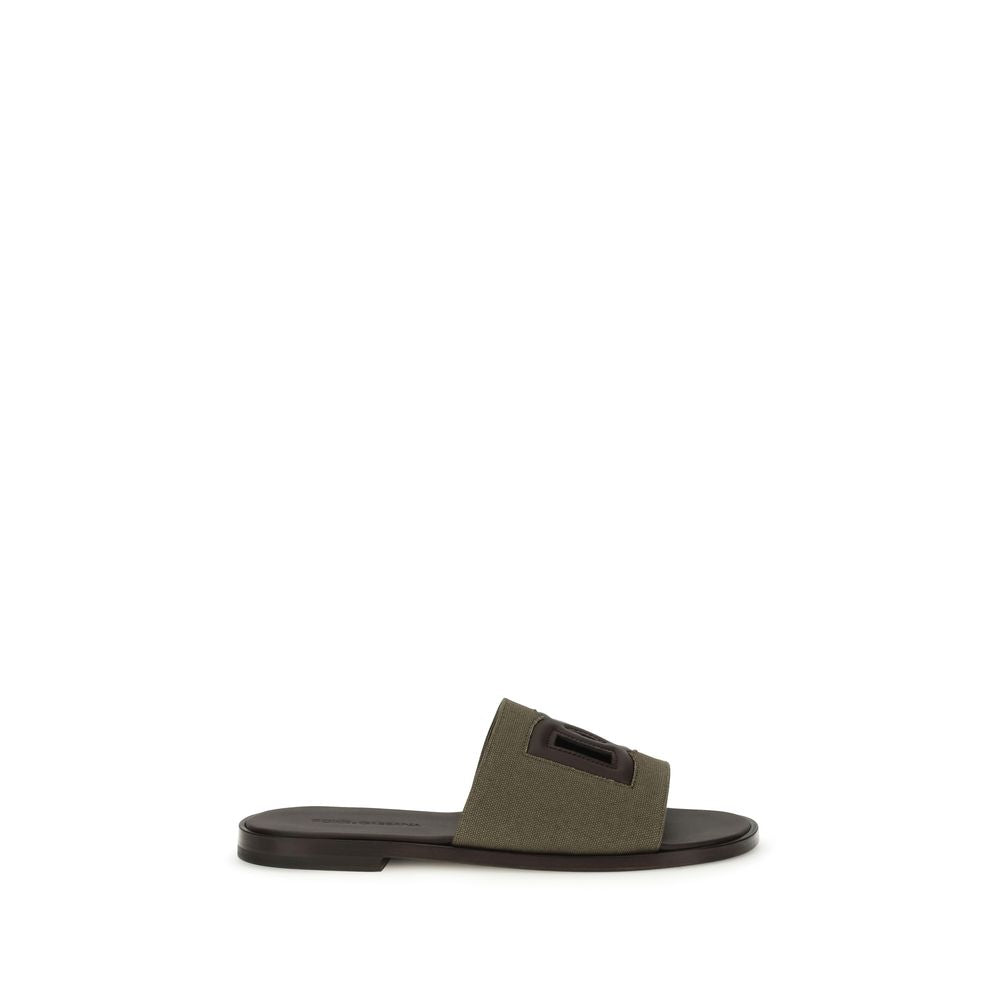 Bicolor Cotton Flat Sandals