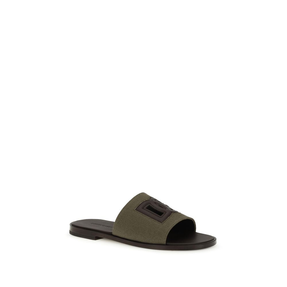 Bicolor Cotton Flat Sandals