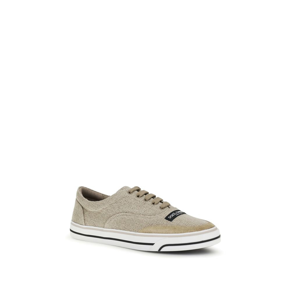 Beige Linen Low Top Sneakers