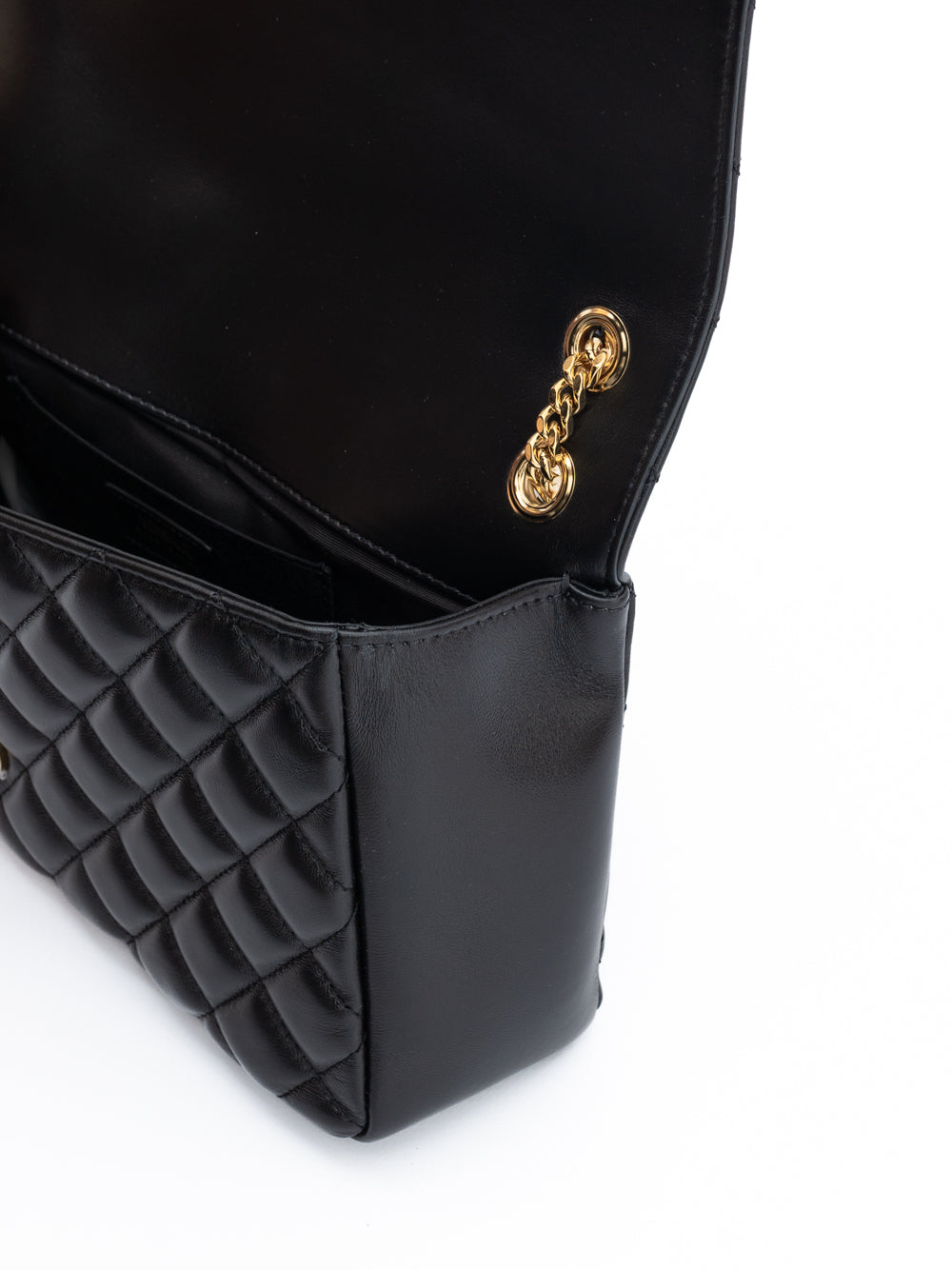 Black Quilted Leather Shoulder Strap Bag