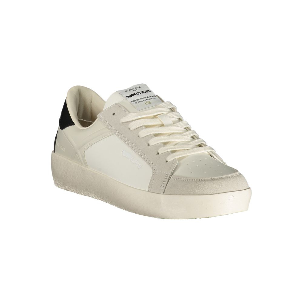 White Polyester Athletic Sneakers