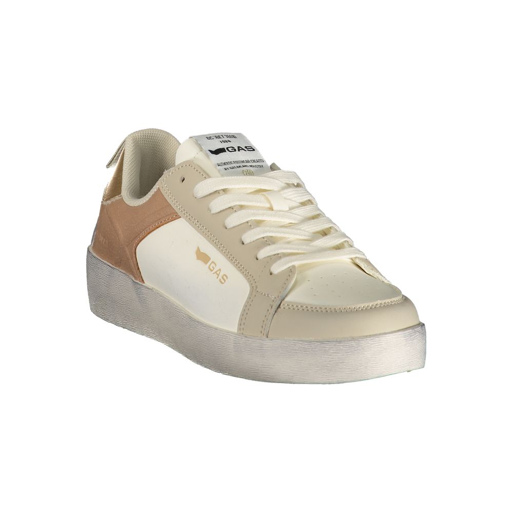 White Polyester Athletic Sneakers