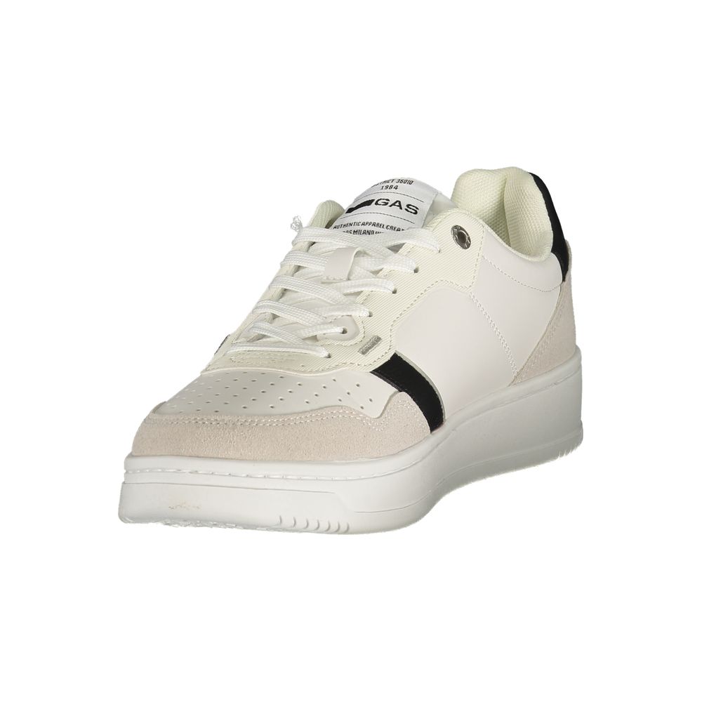 White Polyester Athletic Sneakers