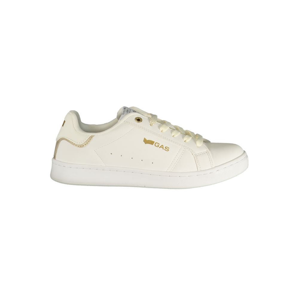 White Polyester Athletic Sneakers