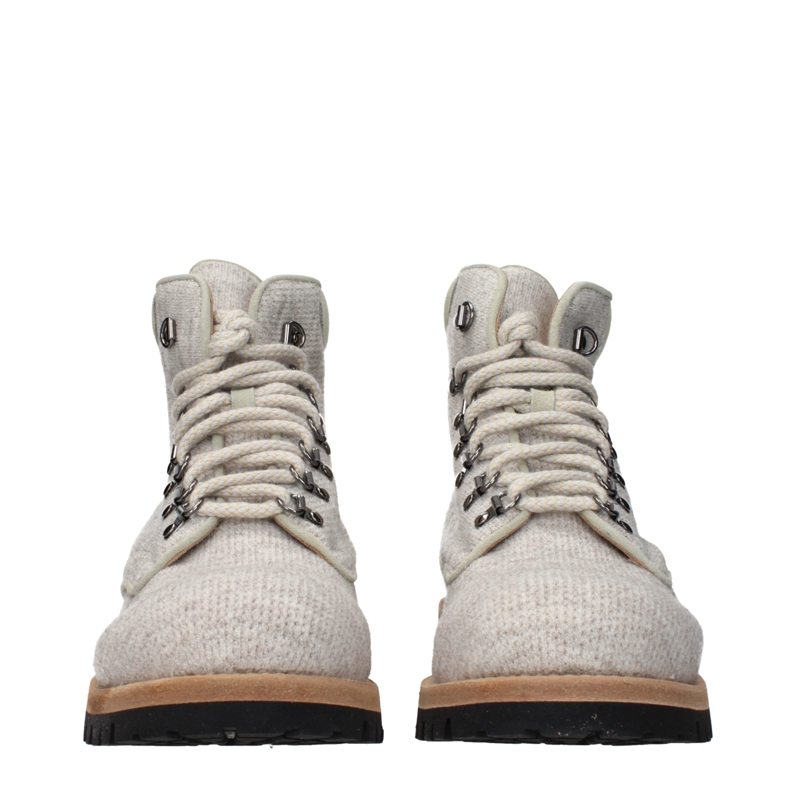 Beige Fabric Ankle Boots