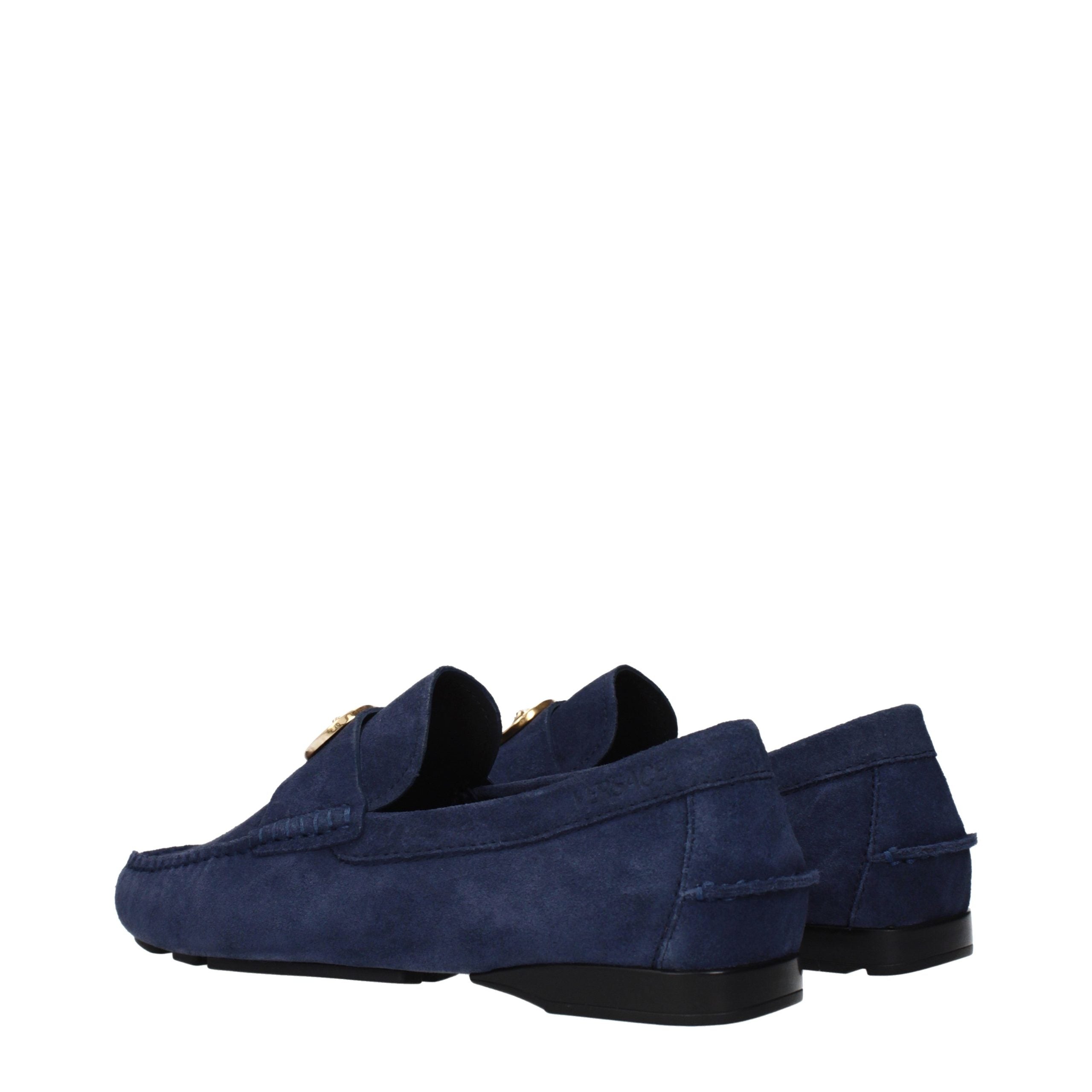 Blue Leather Slip-On Loafers