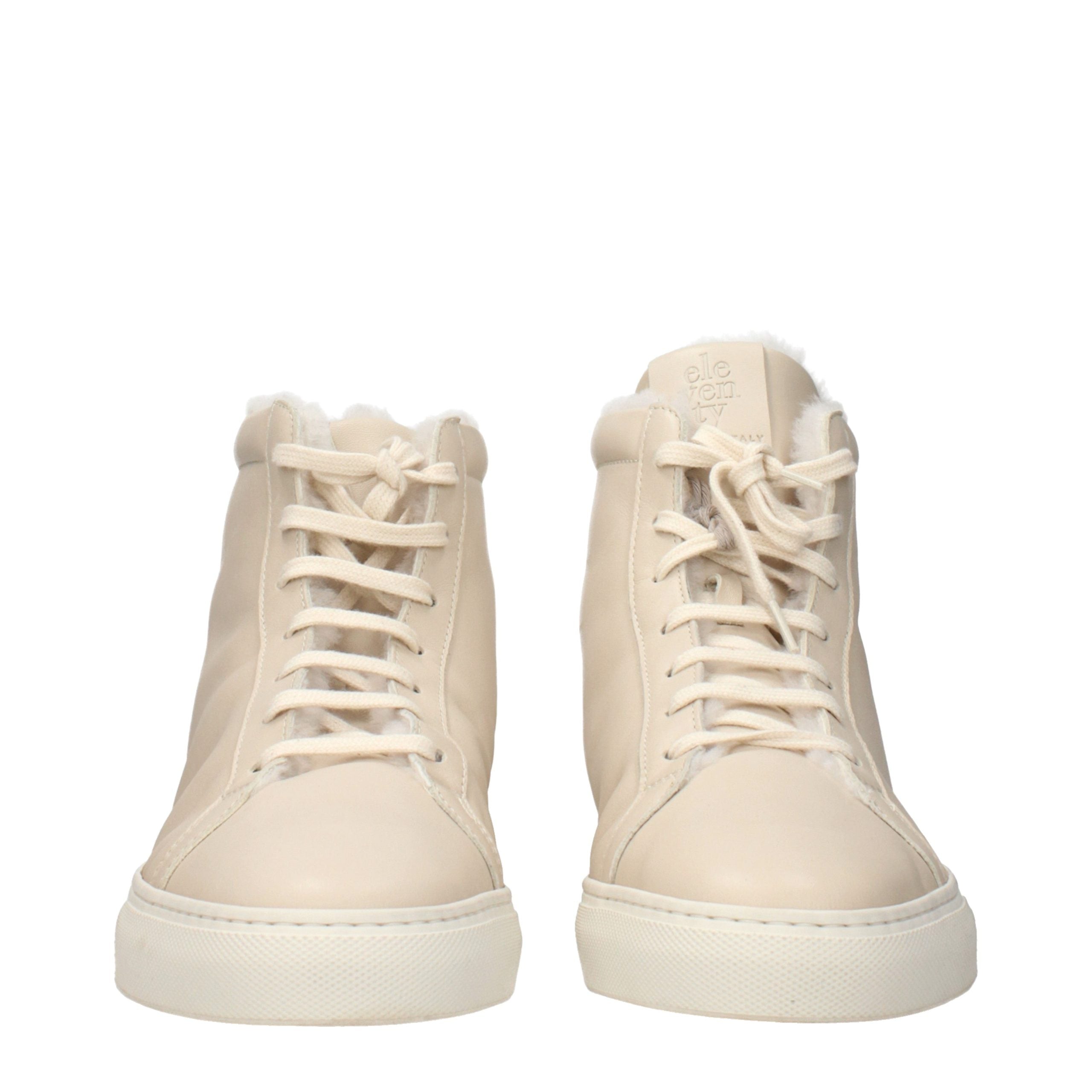 Beige Leather Ankle Boots