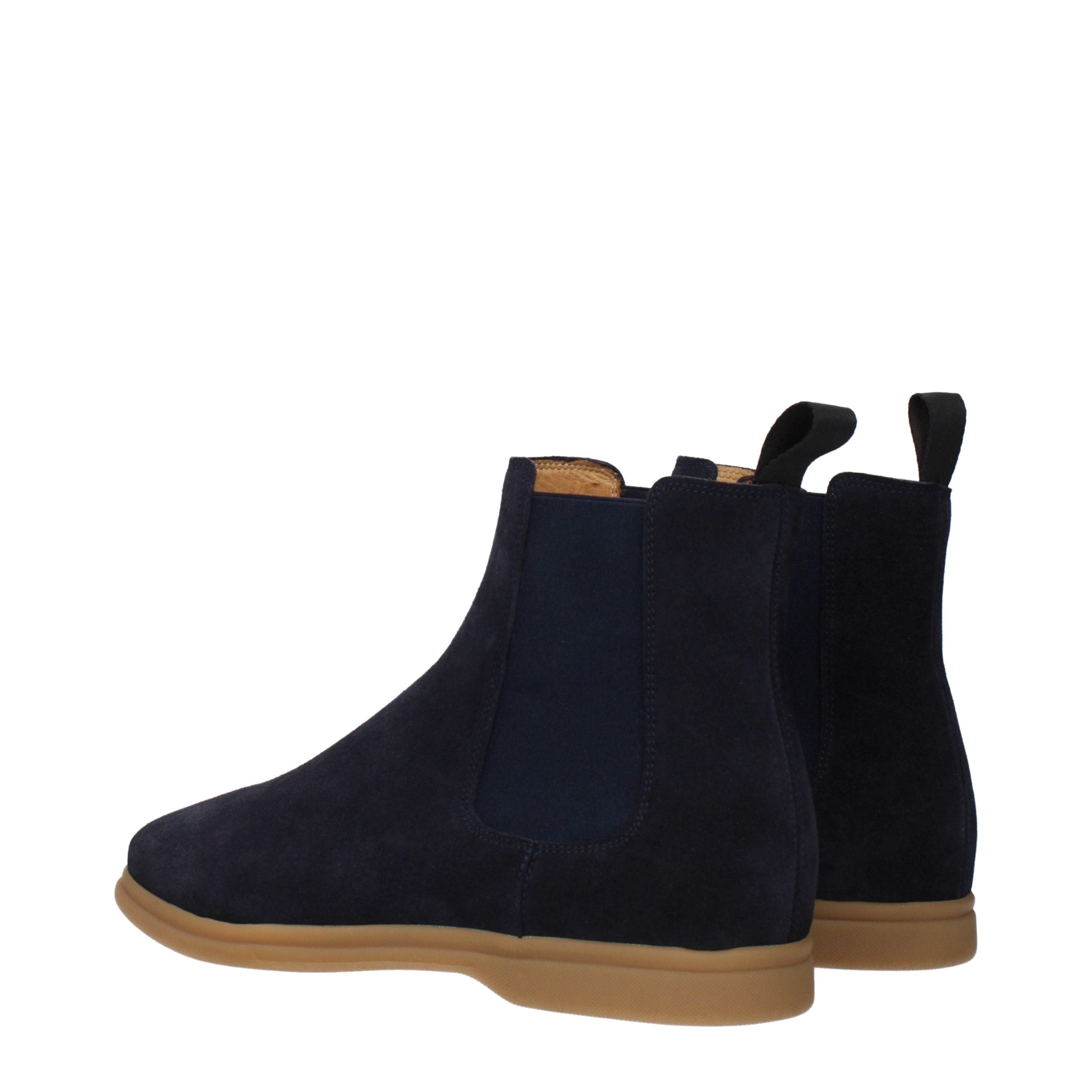 Blue Leather Ankle Boots