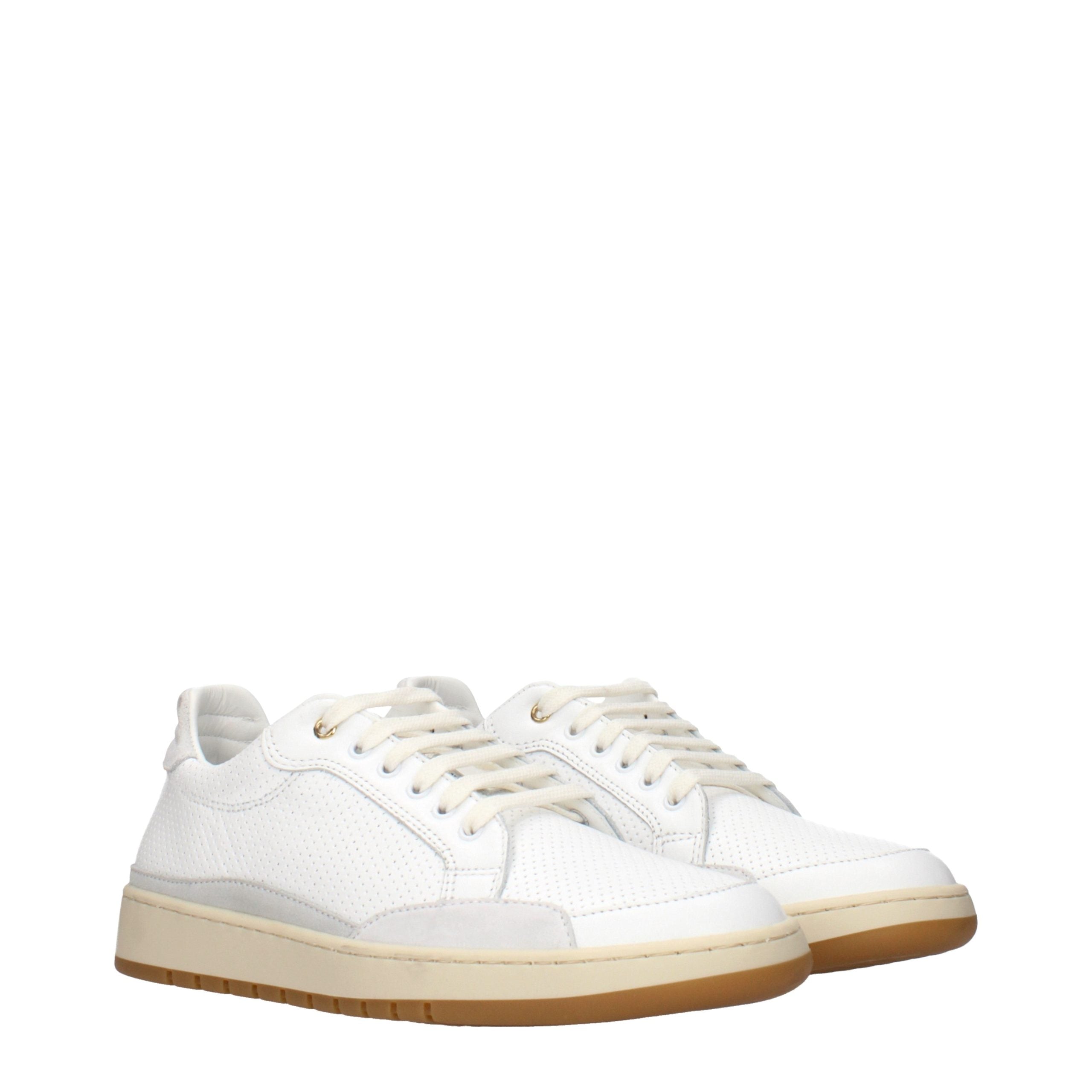 White Leather Low Top Sneakers