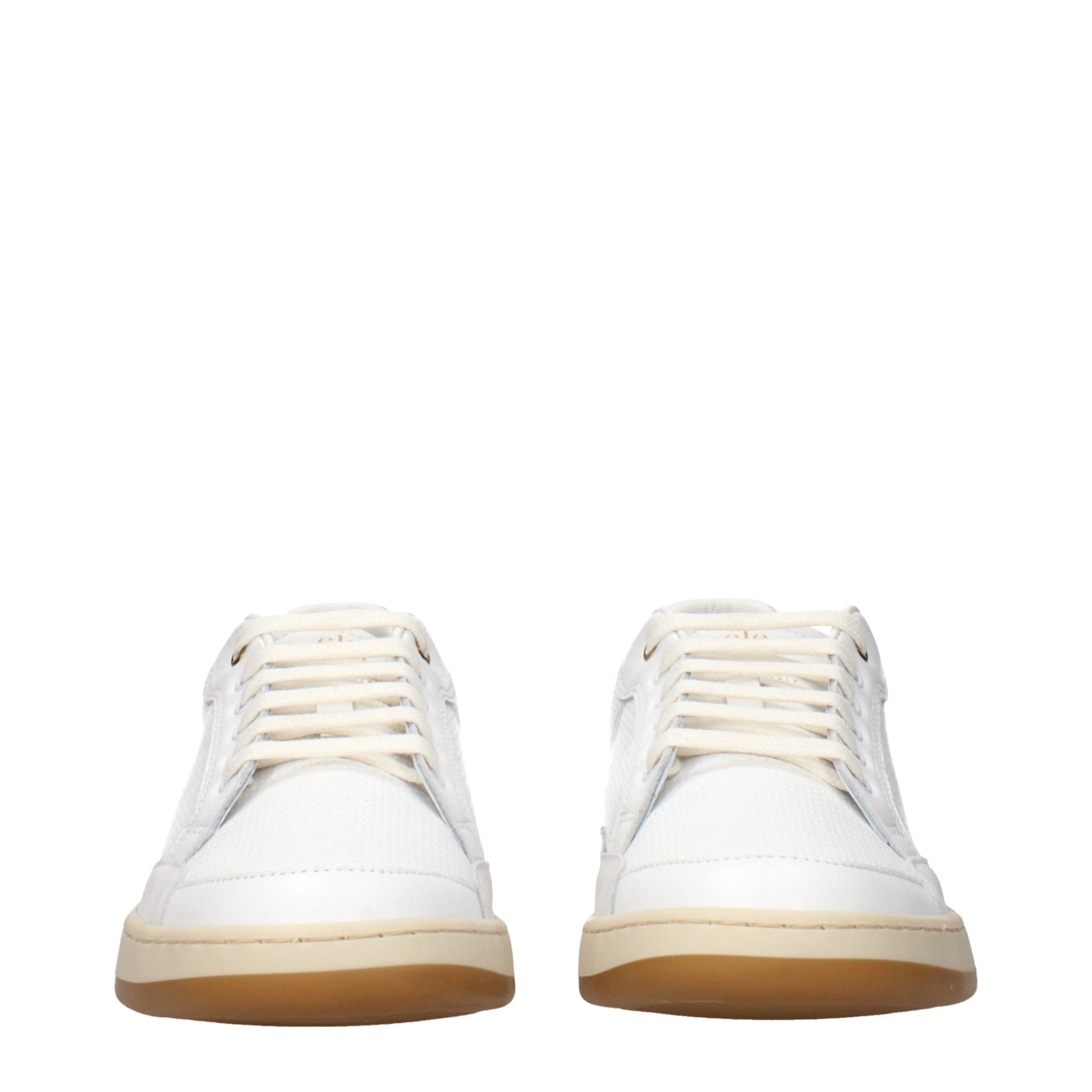 White Leather Low Top Sneakers