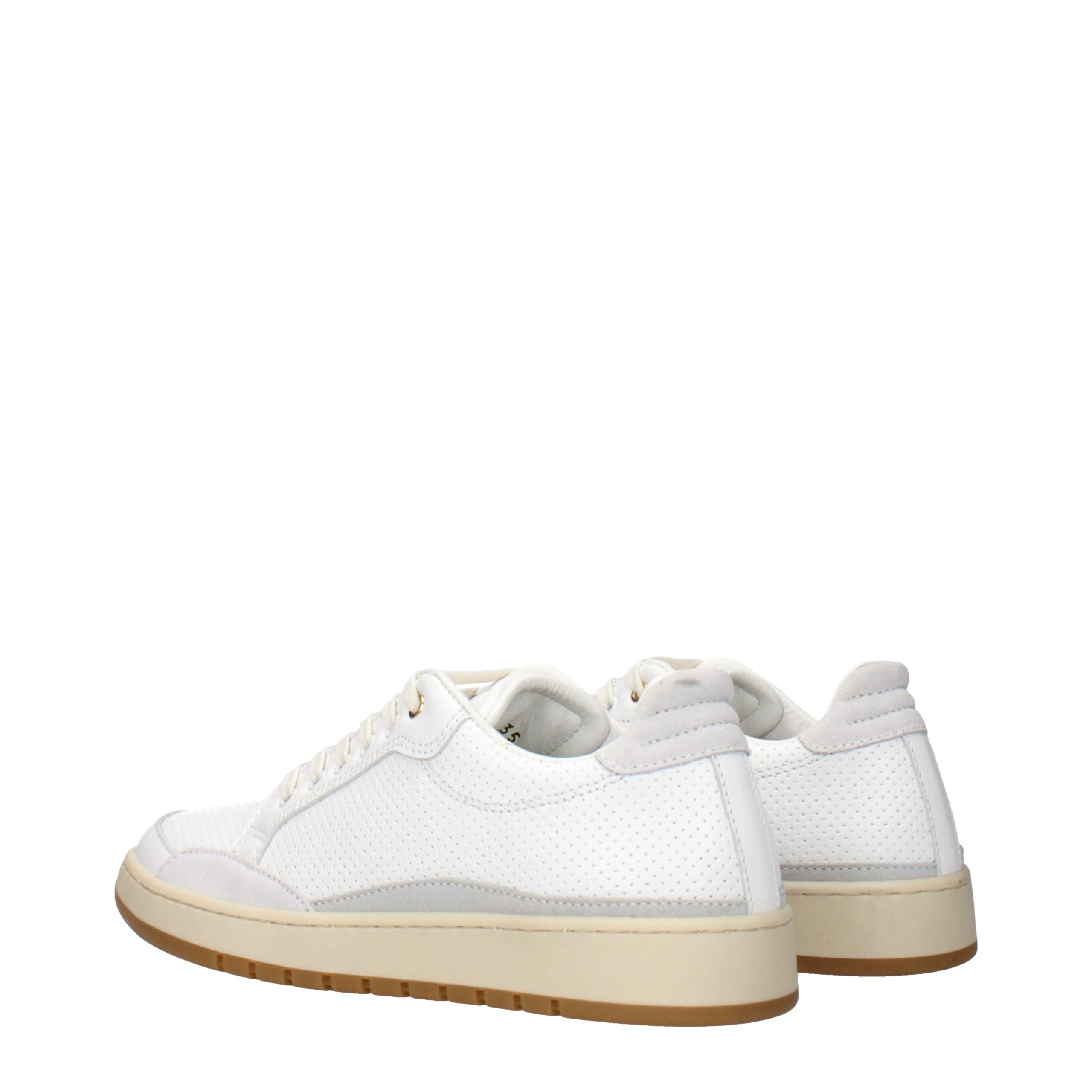 White Leather Low Top Sneakers