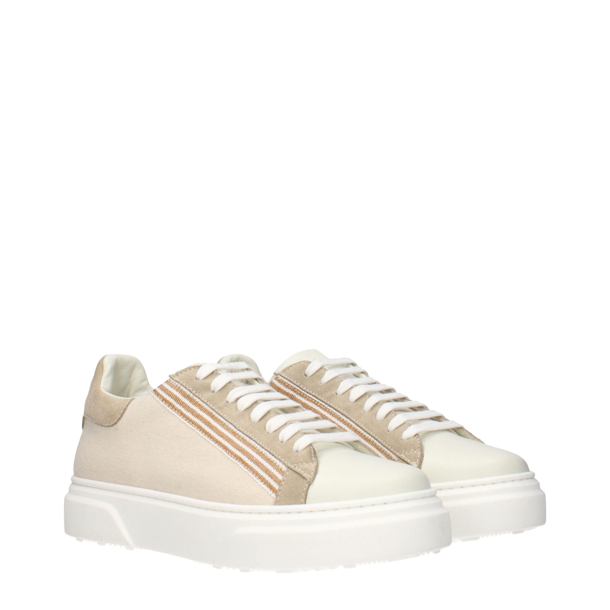 Beige Fabric Low Top Sneakers