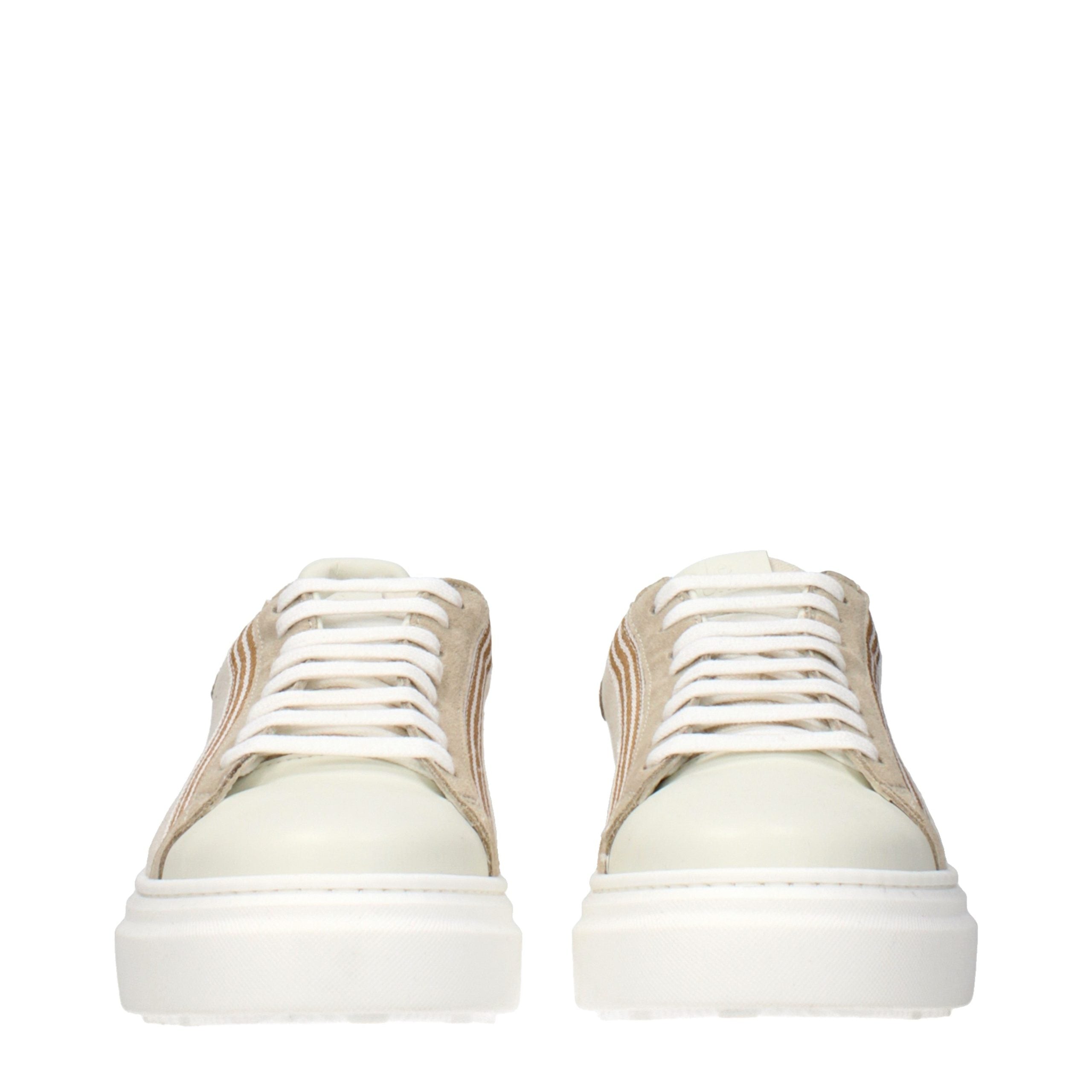 Beige Fabric Low Top Sneakers