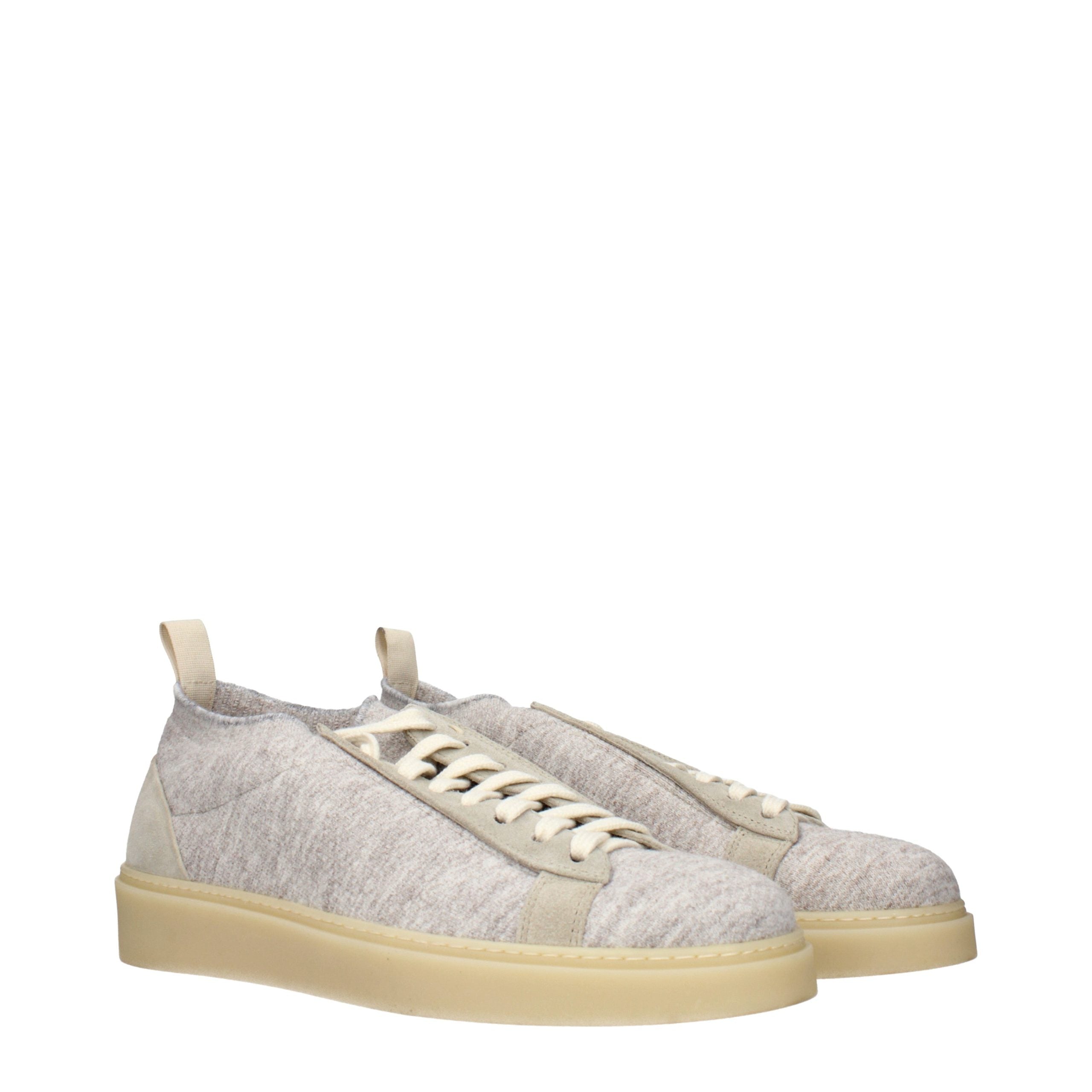 Beige Fabric Low Top Sneakers