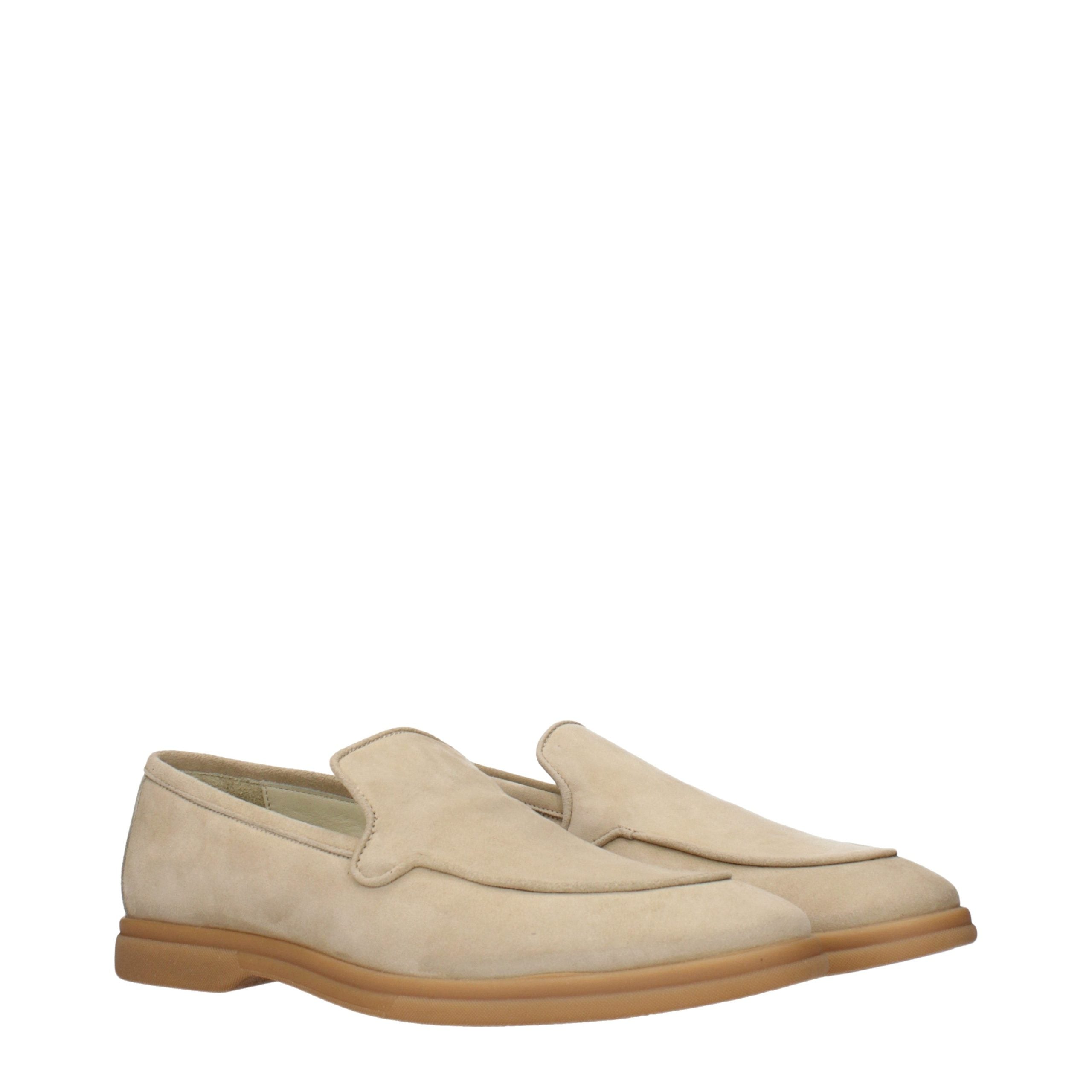 Beige Leather Slip-On Loafers