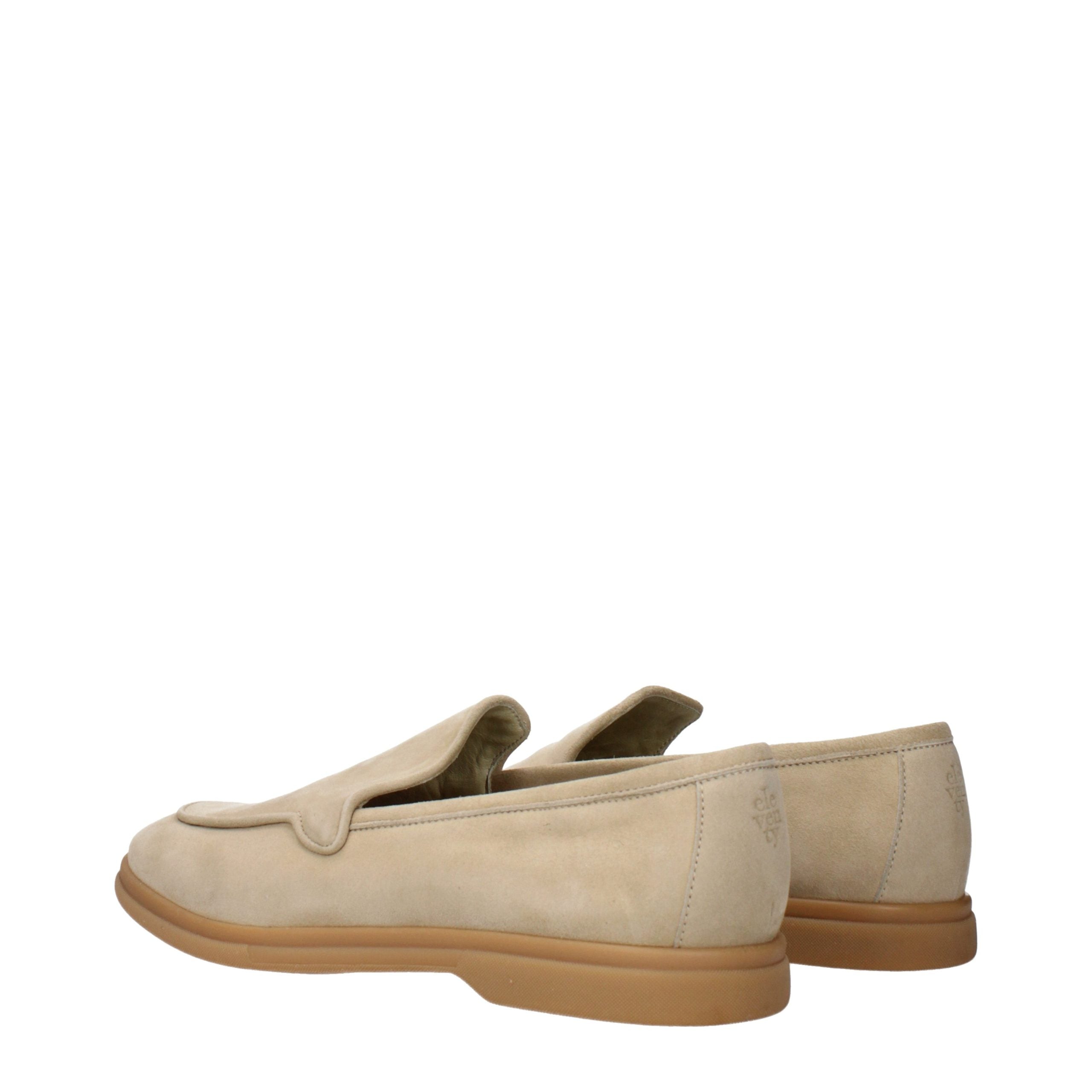 Beige Leather Slip-On Loafers