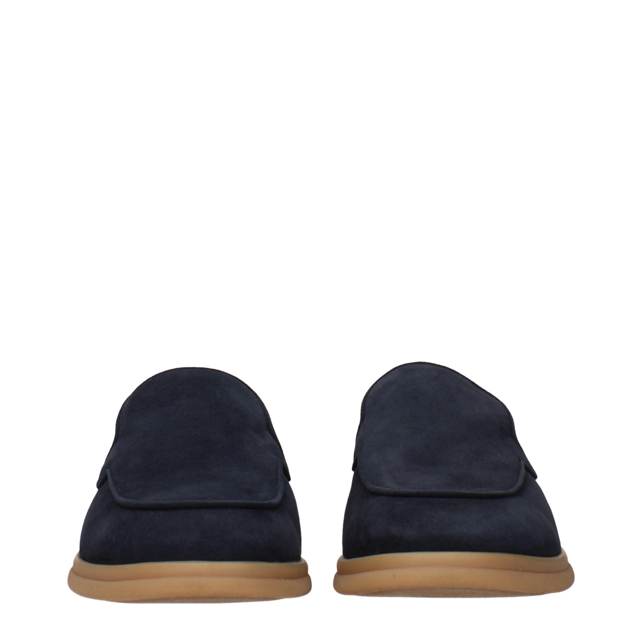 Blue Leather Slip-On Loafers