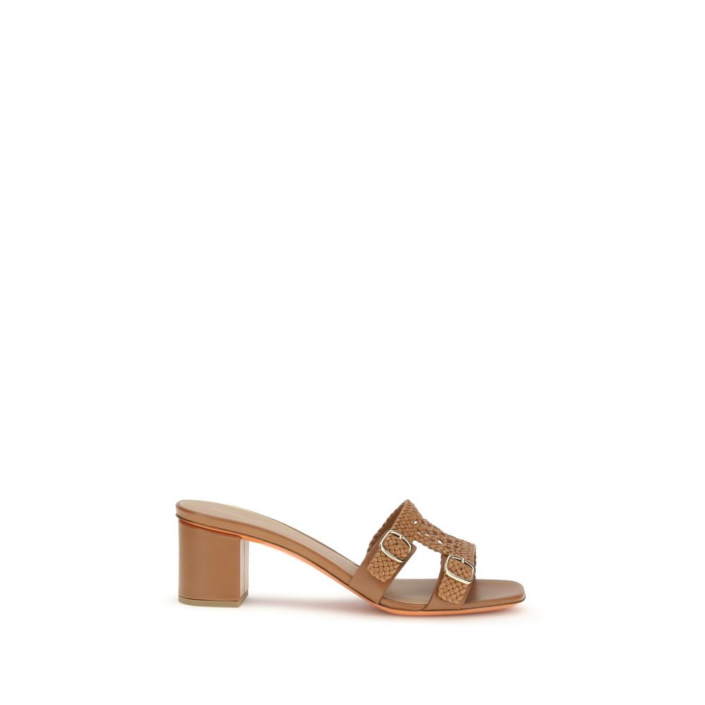Beige Calf Leather Bos Taurus Platform Sandals
