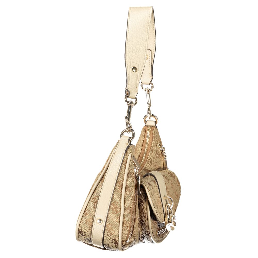 Beige Polyurethane Women Handbag