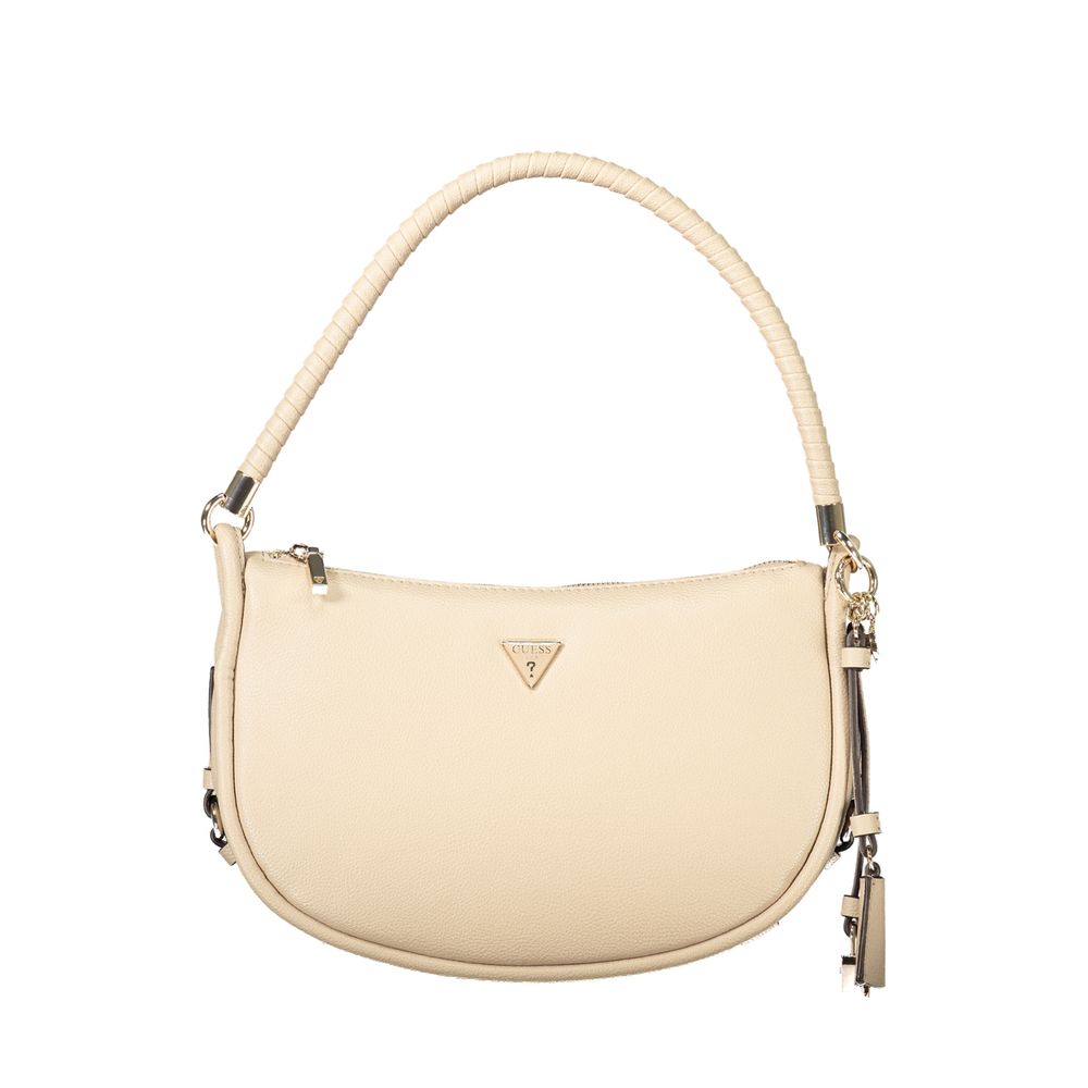 Beige Polyurethane Women Handbag