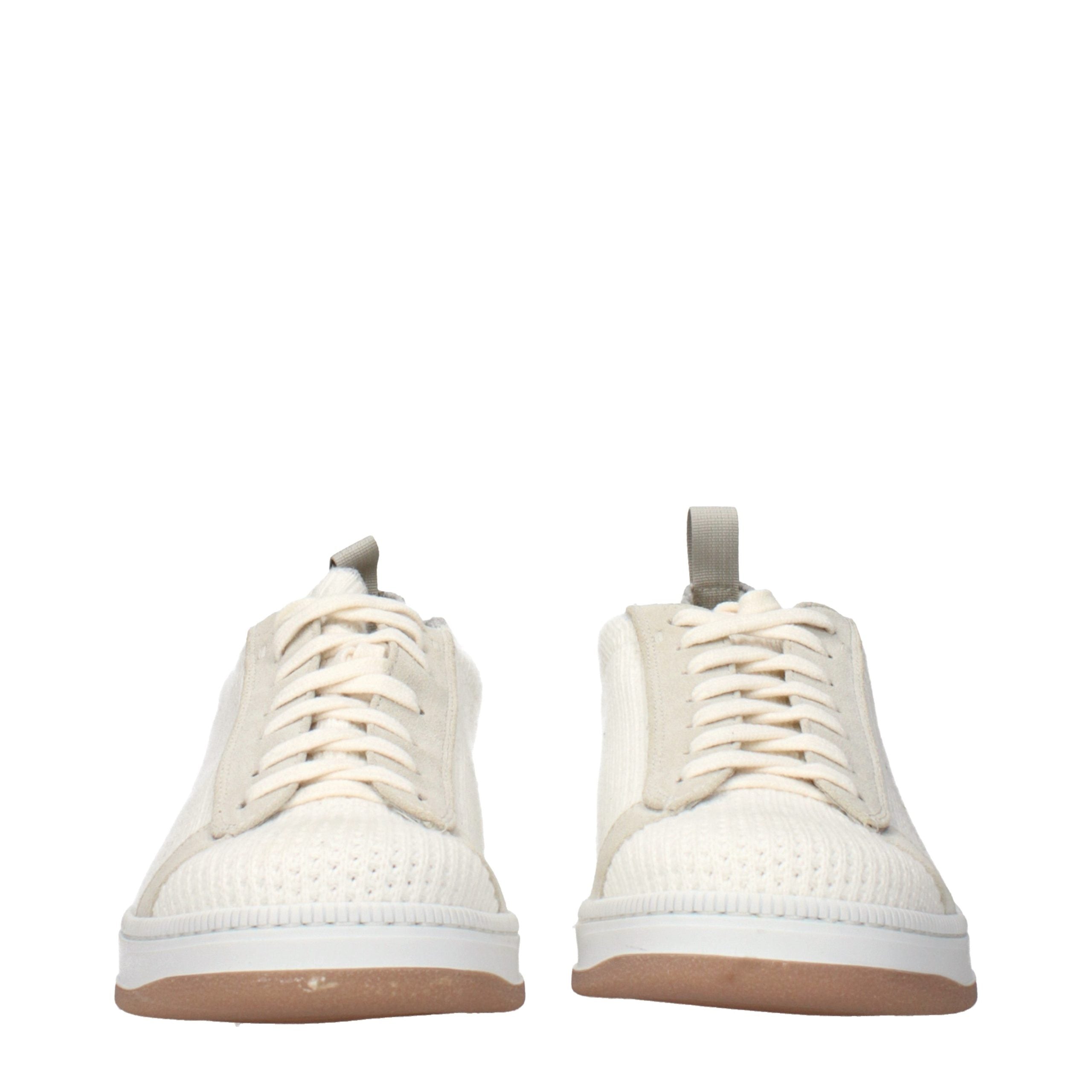 White Fabric Low Top Sneakers
