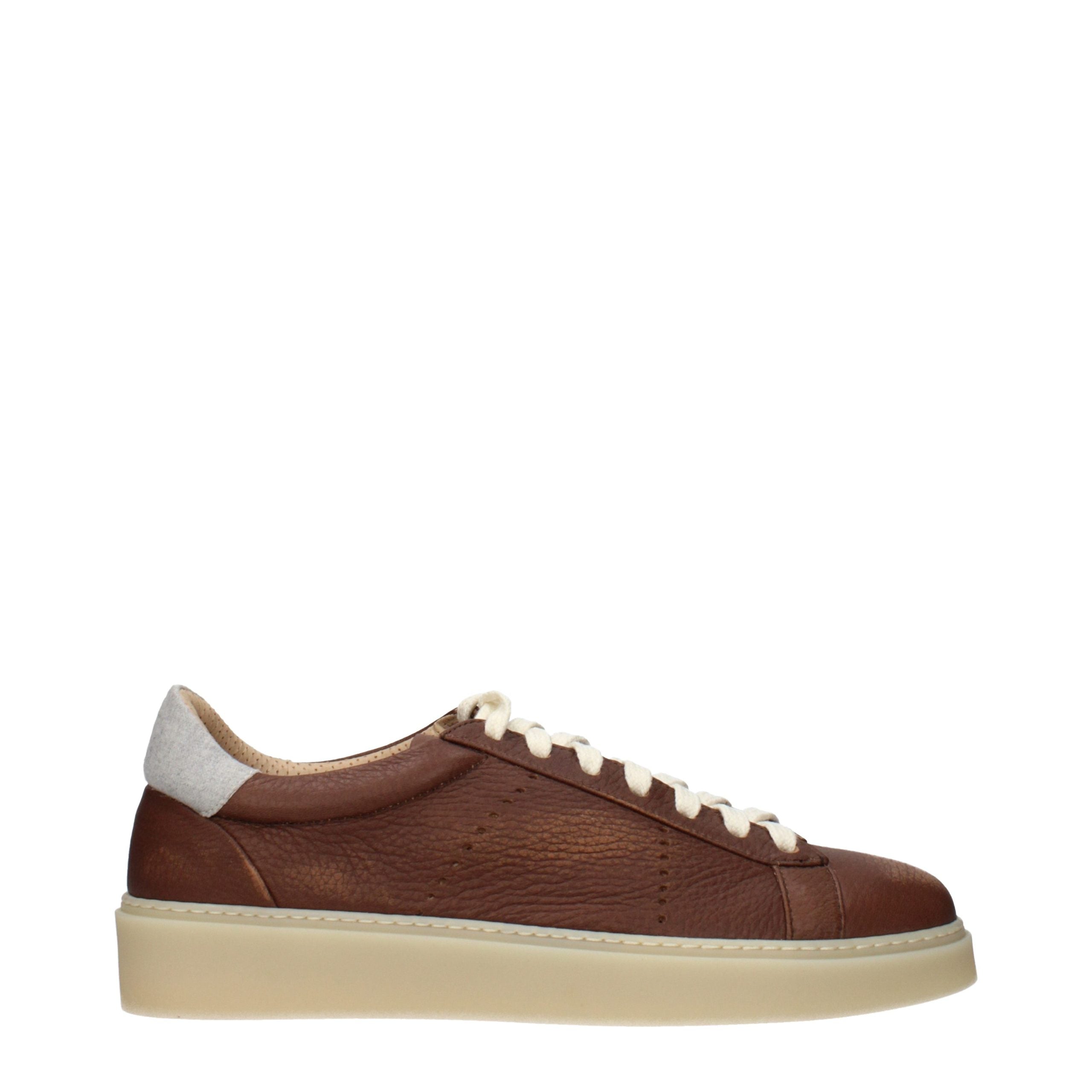 Brown Leather Low Top Sneakers