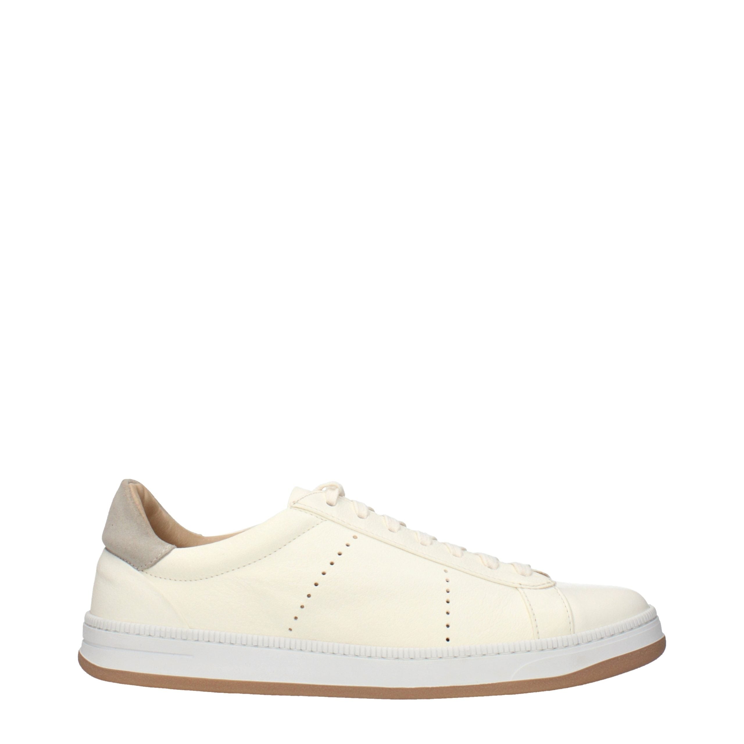 Beige Leather Low Top Sneakers