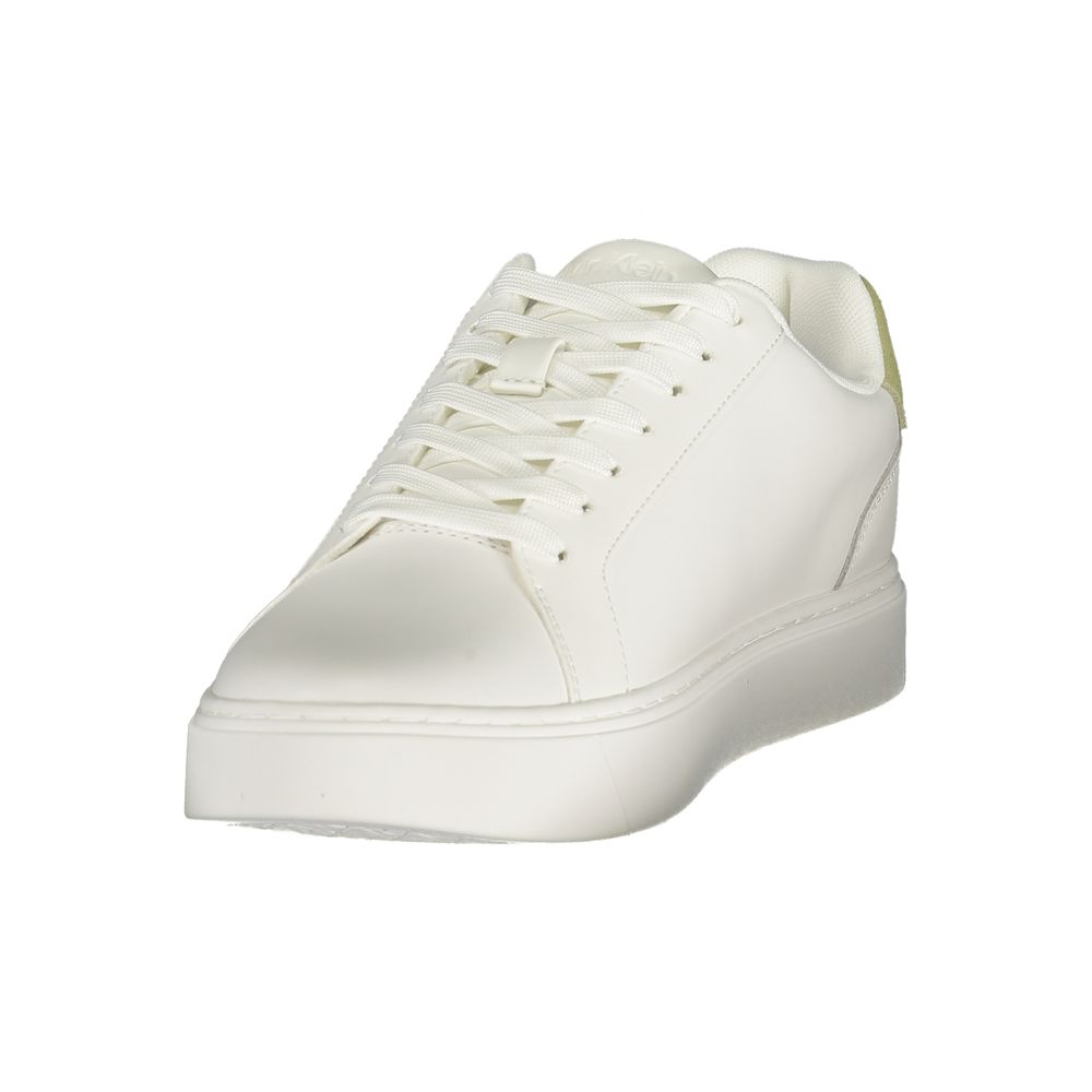 White Polyester Athletic Sneakers